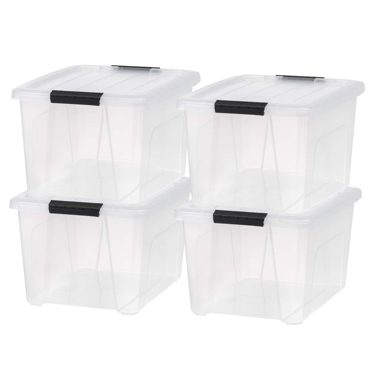 IRIS® 32qt. Buckled Clear Boxes with Clear Buckle Lids, 4ct.